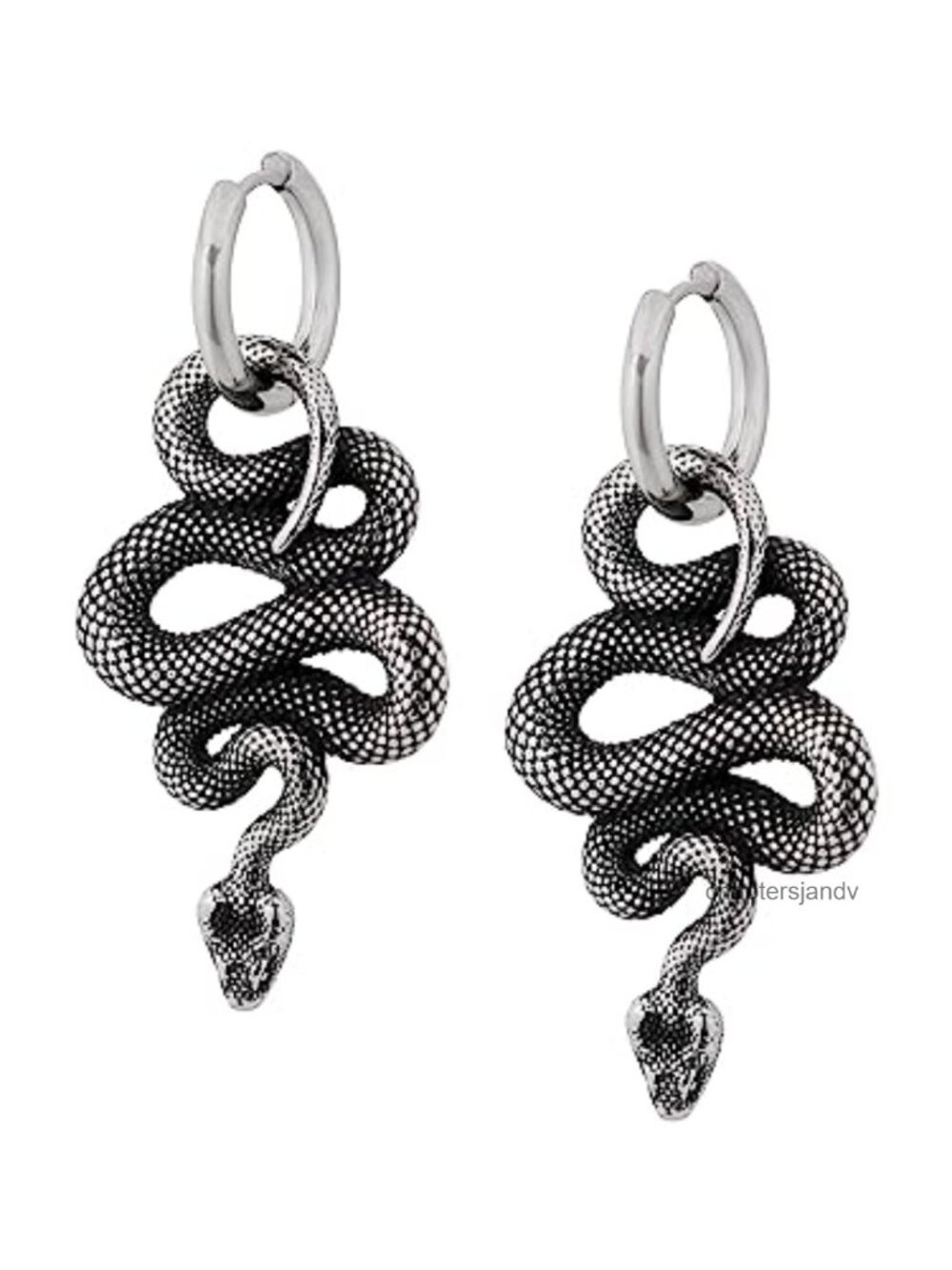 Punk Snake Dangle Earrings Stainless Steel Goth Emo Grunge